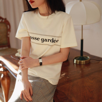 Zhao Yi - Fu - Fu Return Self - Remaining High - density high - gram high - gram pure color simple comb - heavy micro - relaxed letter T - shirt
