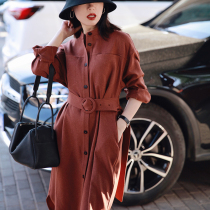 Zhao style a glance ten thousand years Japan jin mouth fabric 21 autumn and winter easy to take care of the collar elegant simple dress