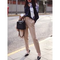 Zhaos spring strong push Japans jin mouth three acetic acid drop thin commuter Joker nine-point suit pants