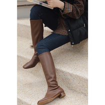 Zhao style bi into private objects Joker comfortable chao soft type sheepskin square head high boots