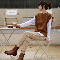Zhao style warm sun stacked good temperament Yangzi wool retro twisted heavy industry knitted vest