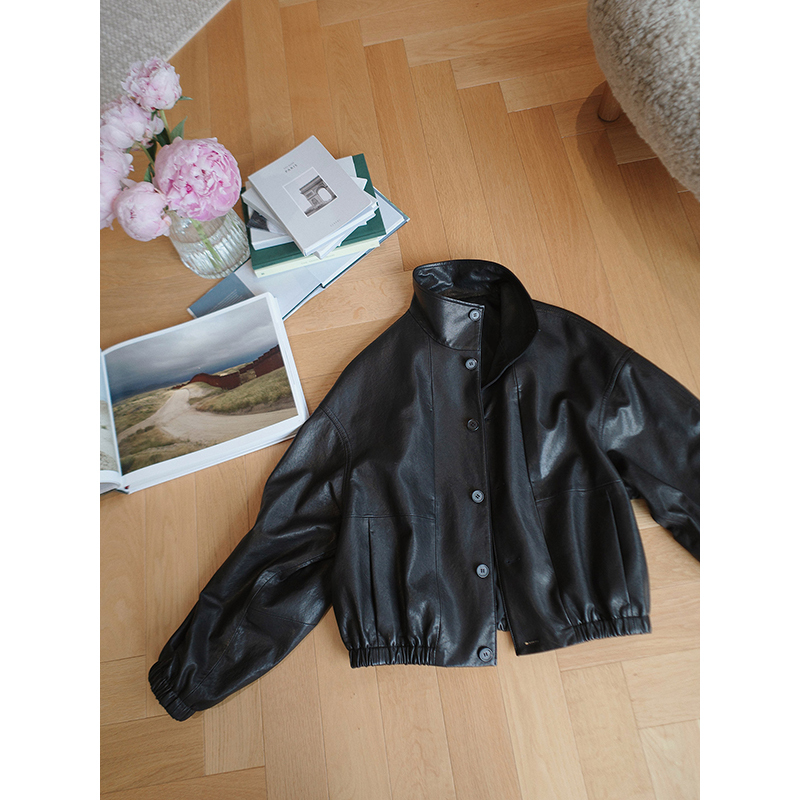 Zhao Kuan Kuan, Female Celebrity, European Imported Washed Vegetable-Tanned Lambskin, Fashionable Loose Leather Jacket Zhao Kuan Kuan, Female Celebrity, European Imported Washed Vegetable-Tanned Lambskin, Fashionable Loose Leather Jacket