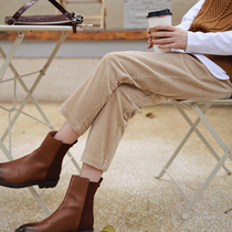 Zhao style retro fashionable properties wear wild corduroy small loose straight ankle-length pants