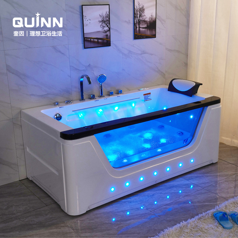 Quin Acrylic Hotel Home Constant Temperature Bathtub Single/Double Couple Luxury Water Curtain Waterfall Massage Bathtub