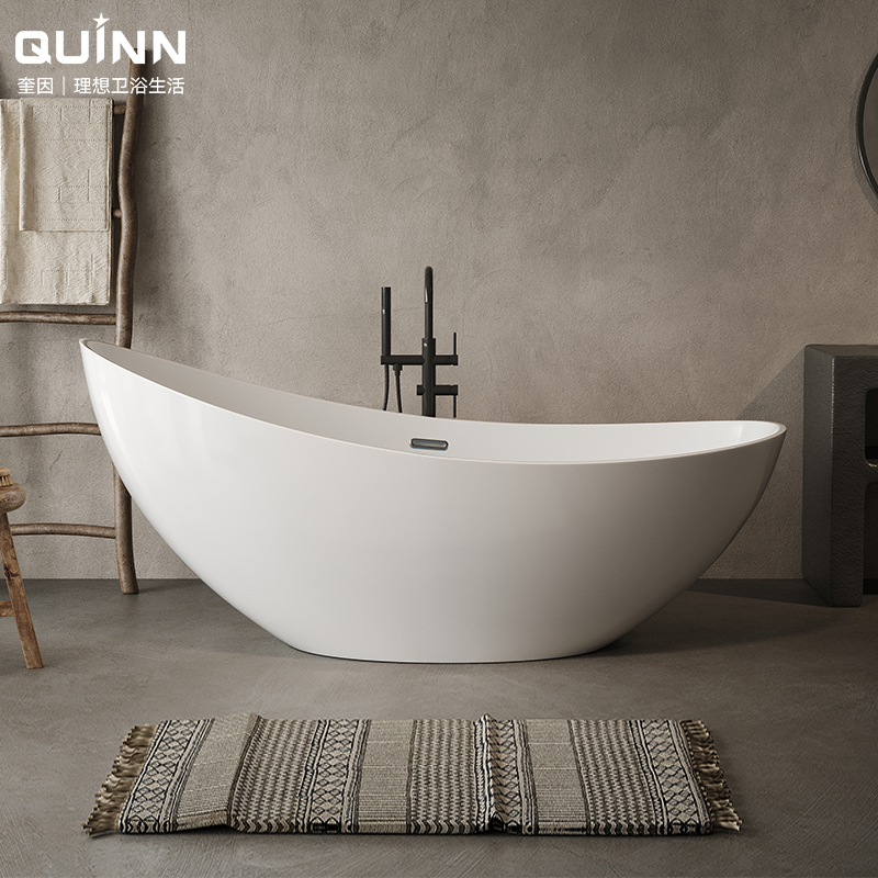 Quin Moon-Shaped Acrylic Bathtub, Seamless Integrated Bathtub for Hotels, Home Use, and Guesthouses, Popular Japanese-Style Freestanding Bathtub