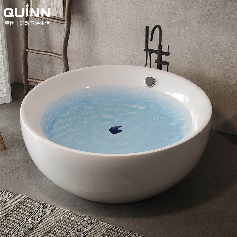 Quinn Round Freestanding Bathtub Seamless Hotel and Homestay Use Acrylic Bathtub Double Large Space Bathtub