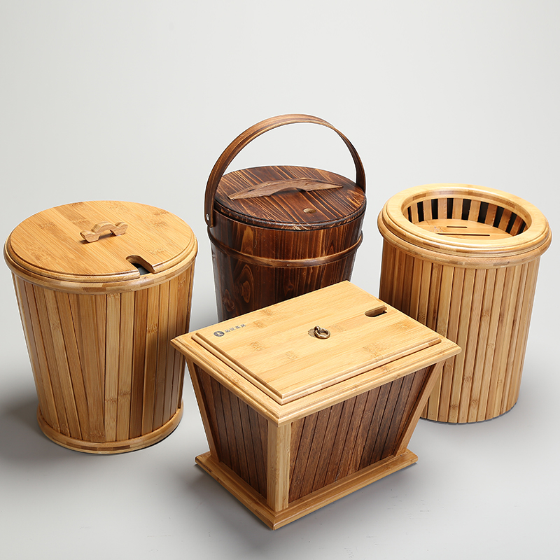 Tea Water Bucket Small Number of Home Tea Road Accessories Tea tea Wastewater Barrel Kongfu Tea With Drain Barrel Solid Wood Bamboo Tea Residue Barrel