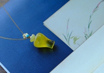 Bottle Flowers Endless 18K Golden Sleeping Beauty Blue Pine Stone Buckle Original Mine Amber Handmade Solid Classical Vase Elegant