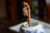 {Bamboo House} Natural Centennial Green Sandalwood Handmade Carved Bamboo Leaf Hairpin Classical Wood Hairpin Fragrant