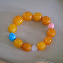 Amazing time returning antique old wax white seed gold skin raw mineral turquoise laughing Buddha pink lotus heavy equipment collection grade