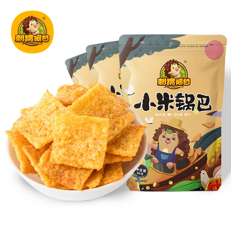 New product Hedgehog Forrest millet rice crockpot 90g x 6 bags of puffed food nostalgic snacks spicy rice crockpot snacks