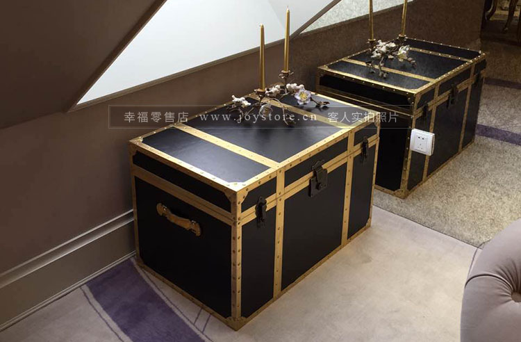 Tùy chỉnh nước Mỹ hộp gỗ Châu Âu kim loại nhôm hộp da retro hoài cổ bàn cà phê nhà máy giao hộp lưu trữ - Cái hộp thùng gỗ sồi