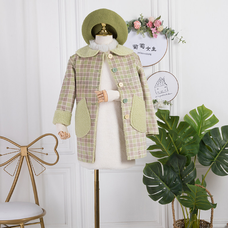 Autumn Winter new girl's foreign pie fur coat fur coat imitation fur integrated baby gush with long version cotton suit