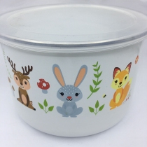 Enamel high ice bowl Cute enamel instant noodle bowl Large rice bowl Sealed fresh-keeping bowl with lid bowl Takeaway bowl Fruit bowl