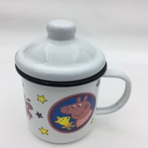 Drop-proof enamel cup childrens cartoon thickened with handle couple coffee breakfast cup Juice cup high temperature resistant with lid baby