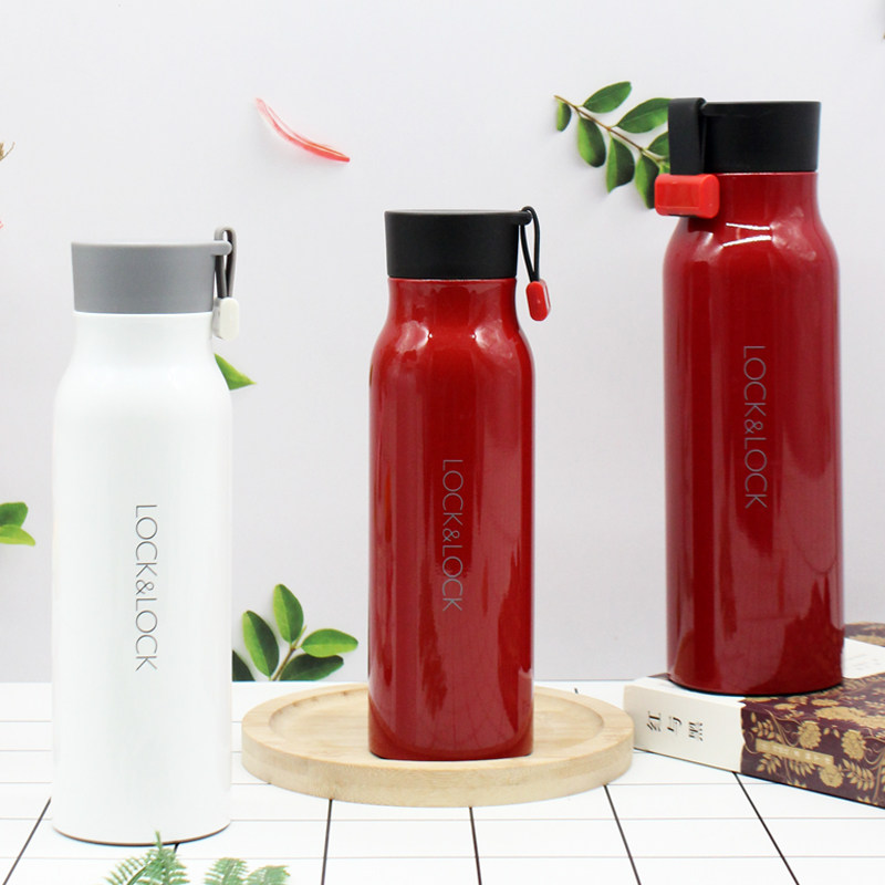 Lock and lock thermos cup men and women stainless steel water cup portable sports straight body cup student small fresh creative cup