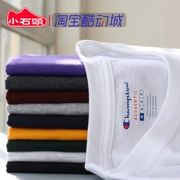 Champion Champion Phiên bản Mỹ của logo thêu gốc nam và nữ cặp đôi cotton màu rắn tee áo phông ngắn tay áo thun - Áo phông thể thao