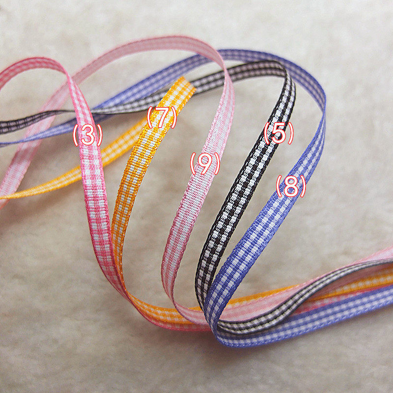 5mm wide 15 minute fine plaid packaging silk satin ribbon clothing handmade flower bow diy accessories(size 5)