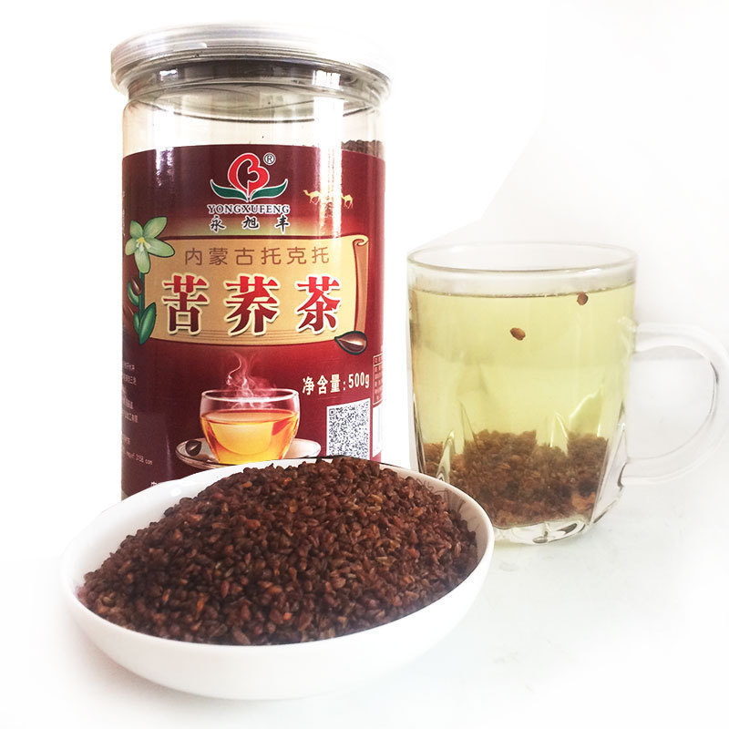Inner Mongolia specialty brewed beverage alpine Yongxufeng brown and black buckwheat tea 500g barreled high flavonoid tartary buckwheat promotion