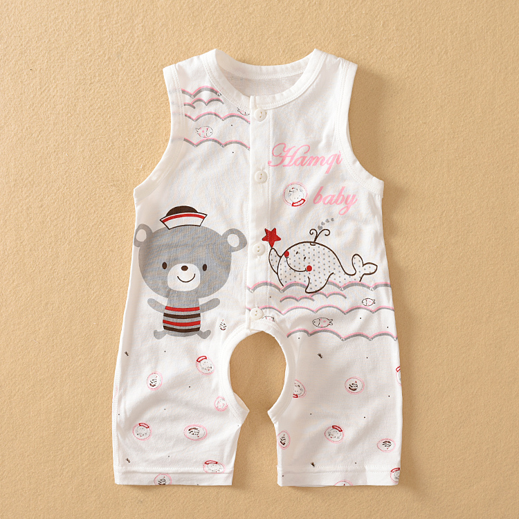 Mùa hè Hamiqi bé không xương vest onesies Hamiqi bé mỏng sợi tre quần áo không tay romper shop quan ao tre em dep