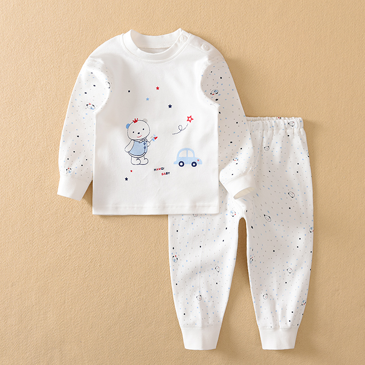 Mùa xuân Ha Miqi quần áo trẻ em Bộ đồ lót cotton cho trẻ em Bộ quần áo mùa thu không xương shop bán đồ trẻ em
