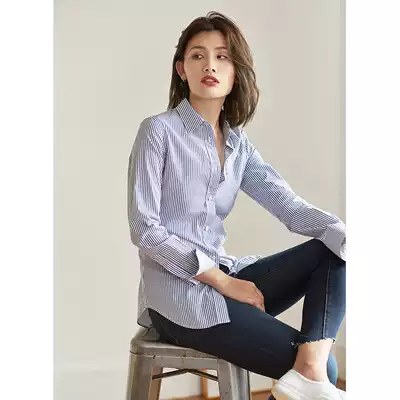 topbuyer blue and white striped basic shirt top women's spring and summer million years classic collocation fashionable foreign style