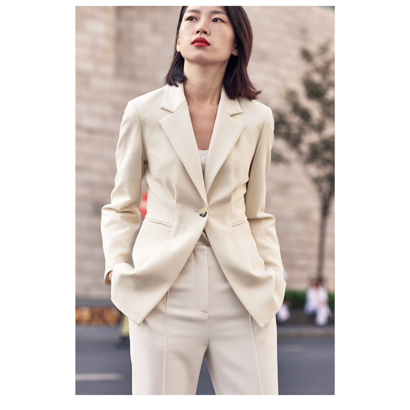 mytopbuyer temperament white slim suit female version elegant simple ol style slim