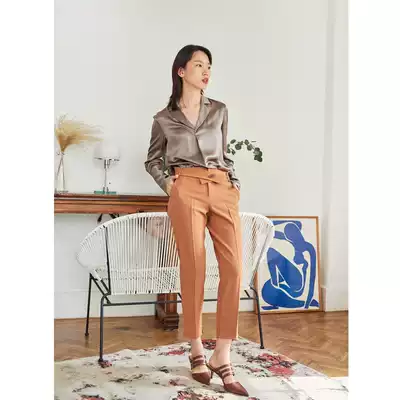 mytopbuyer honey color slim-fit trousers women's early spring all-match new product super good version shows thin and long legs