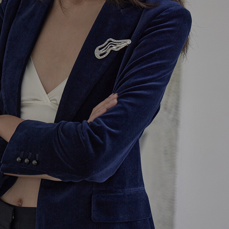 mytopbuyer spring fall dark blue flat suede suit jacket woman casual temperament govelvet short and small western suit