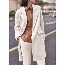 mytopbuyer White Australian wool double-sided tweed coat coat Australian wool warm wool coat