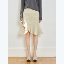 mytopbuyer high waisted white irregular fishtail skirt hip skirt design sense minority long spring and autumn