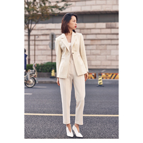 mytopbuyer refreshing white suit pants womens straight legs long simple real wear super versatile