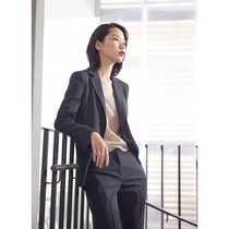 mytopbuyer iron gray button light early spring blazer women commuting simple Korean casual suit