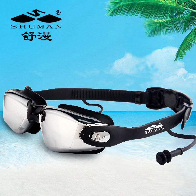New electroplated goggles waterproof and anti-fog casual atmospheric goggles with earplugs fashion goggles earplugs