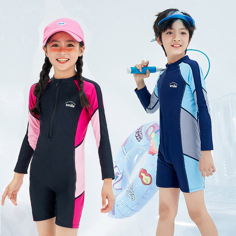 Children's swimsuit conglomerate five-pen sunscreen long sleeve dry dry middle child surfing suit