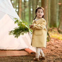 Childrens cashmere coat 22 autumn and winter new style for little girls in foreign style medium and long double-sided woolen girls woolen coat