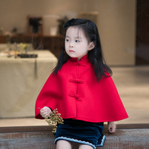 Childrens cashmere cloak cloak Australian cashmere coat Tang suit Chinese New Year festive baby New Years clothing girls New Years clothing