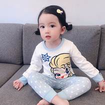 Childrens pajamas spring and autumn girls baby home breathing air conditioner pure cotton children children heating girls home clothes