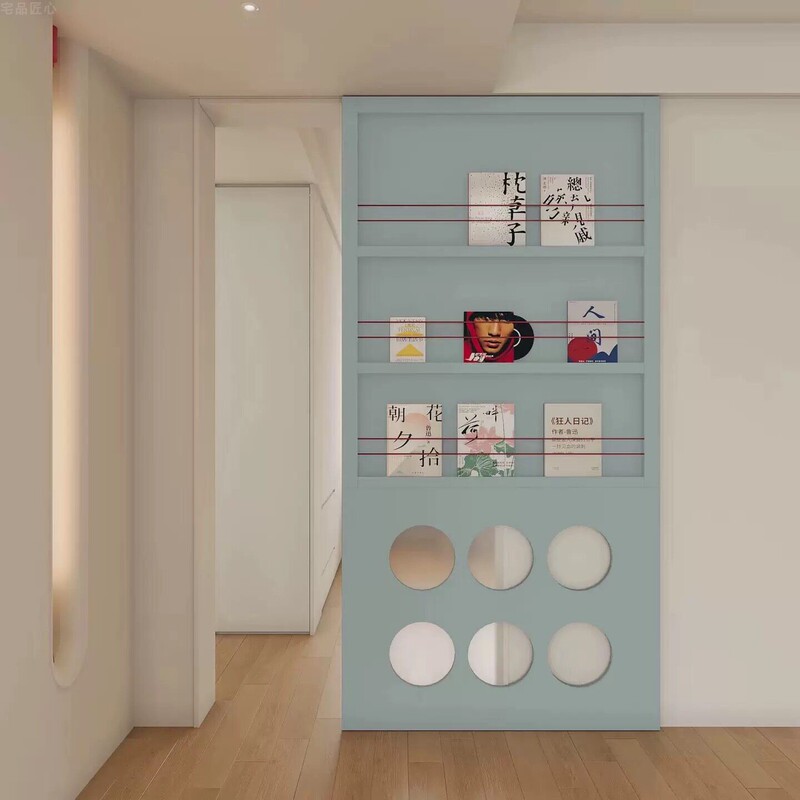 Barn Door Bookshelf Door, Light Luxury Nordic Style, Creative Bathroom Door, Invisible Barn Door, Dining Room Book Bar Sliding Door