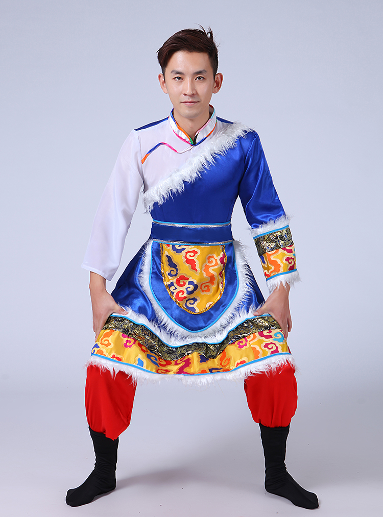 Trang phục múa Tây Tạng Trang phục múa Mông Cổ Ngày đầu năm dành cho người lớn Dân tộc thiểu số Trang phục biểu diễn quần áo nam
