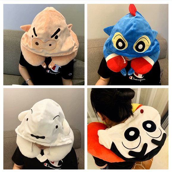 Cartoon Cute Teen Heart Wax Pen Small New Tandem Cap U Type Pillow Neck Pillow Student Afternoon Nap Pillow Travel Plane Neck Protection Pillow