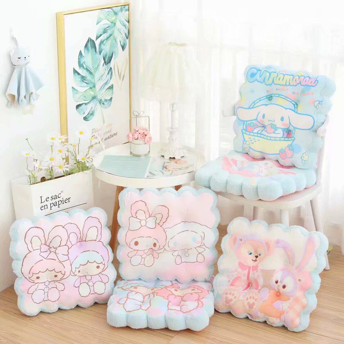 Cookie Star Dereveal Large Ear Dog Binson Cartoon Cushion Winter Thickening Warm Office Chair Cushion Back Cushion Leaning Back