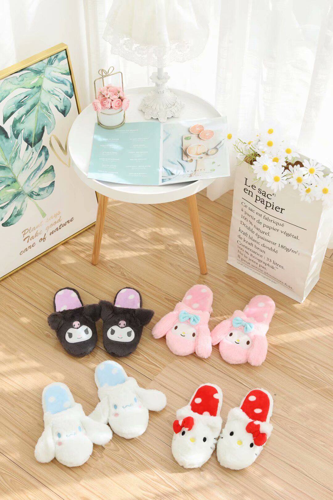 Cute cartoon Meletti home shoes winter warm indoor cotton slippers non-slip Mao Mao slippers girl heart slippers