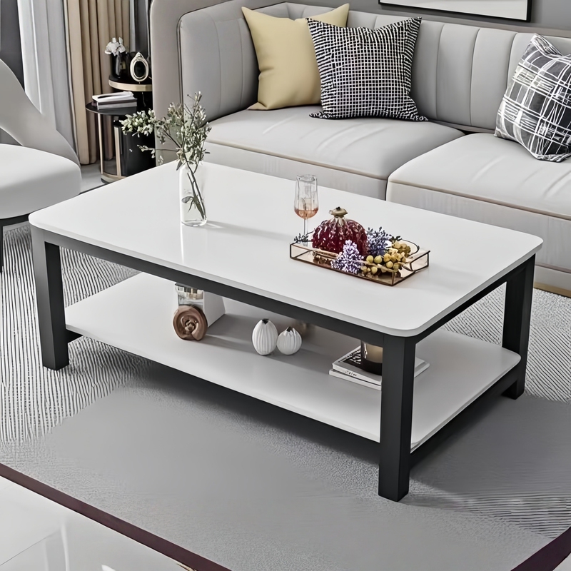 Home Office Sofa Rectangular Tea Table, Height 40/50/60cm, Double-Layer Coffee Table, Small Dining Table, Dual-Purpose