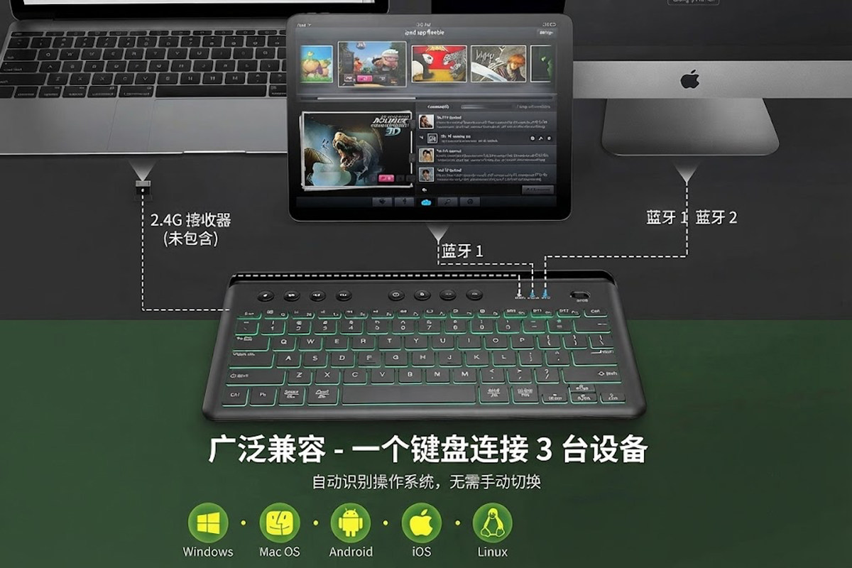 出口亚马逊尾单 PC346A 双蓝牙无线剪刀脚键盘 大容量锂电池 自带支架 78键薄静音办公键盘Dual Bluetooth Wireless Scissor-Switch Keyboard-3Cgeek,只卖正品 收售工厂呆滞库存尾单 出口亚马逊尾单 PC346A 双蓝牙无线剪刀脚键盘 大容量锂电池 自带支架 78键薄静音办公键盘Dual Bluetooth Wireless Scissor-Switch Keyboard