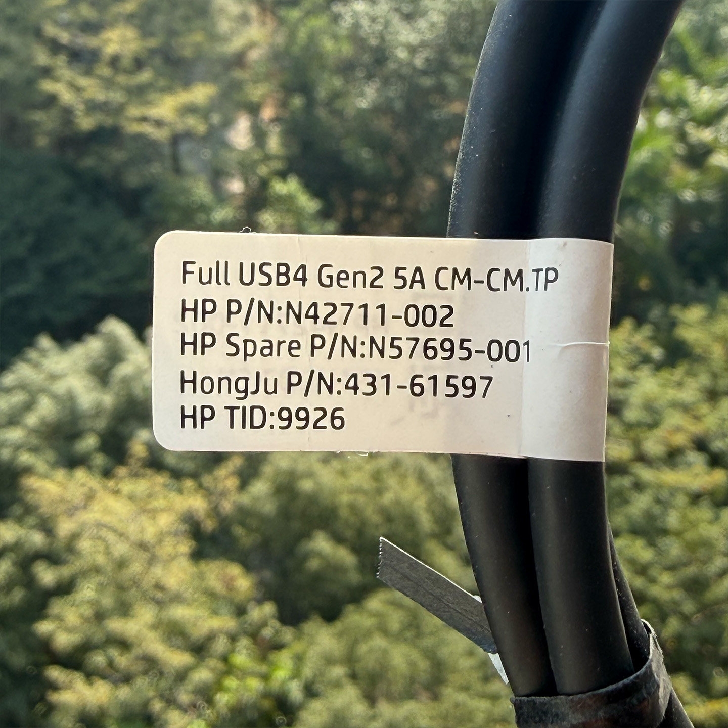 拆解报告：全新惠普雷电4 240W PD3.1快充线全功能一线通数据线 FULL USB4 Gen2 5A CM-CM TP HP P/N N42711-002 HP Spare P/N:N57695-001 HongJu P/N:431-61597 HP TID:9926