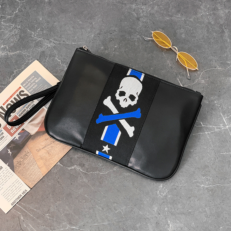 Men's handbag 2022 new fashion personality clips for men's hands with bag Ghost Head Tide Envelopes Bag Tide Casual Catch