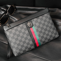 Light business mens commuter clutch fashionable plaid horizontal envelope bag trendy brand versatile wrist bag clutch bag