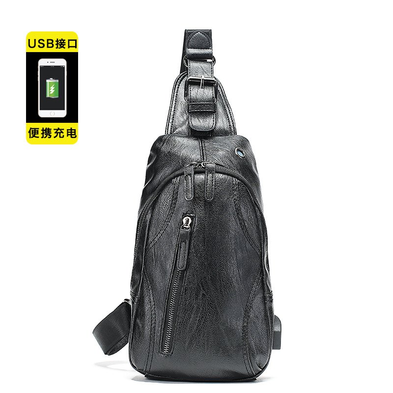 New Men Skew Satchel single shoulder bag Sports Shoulder Bag for Damp Bags Casual Chest Bag Men's Han Prints Pocket Leather Bag