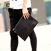 2021 New Korean version mens fashion handmade mens bag female envelope clutch bag clutch bag A4 file bag crocodile pattern